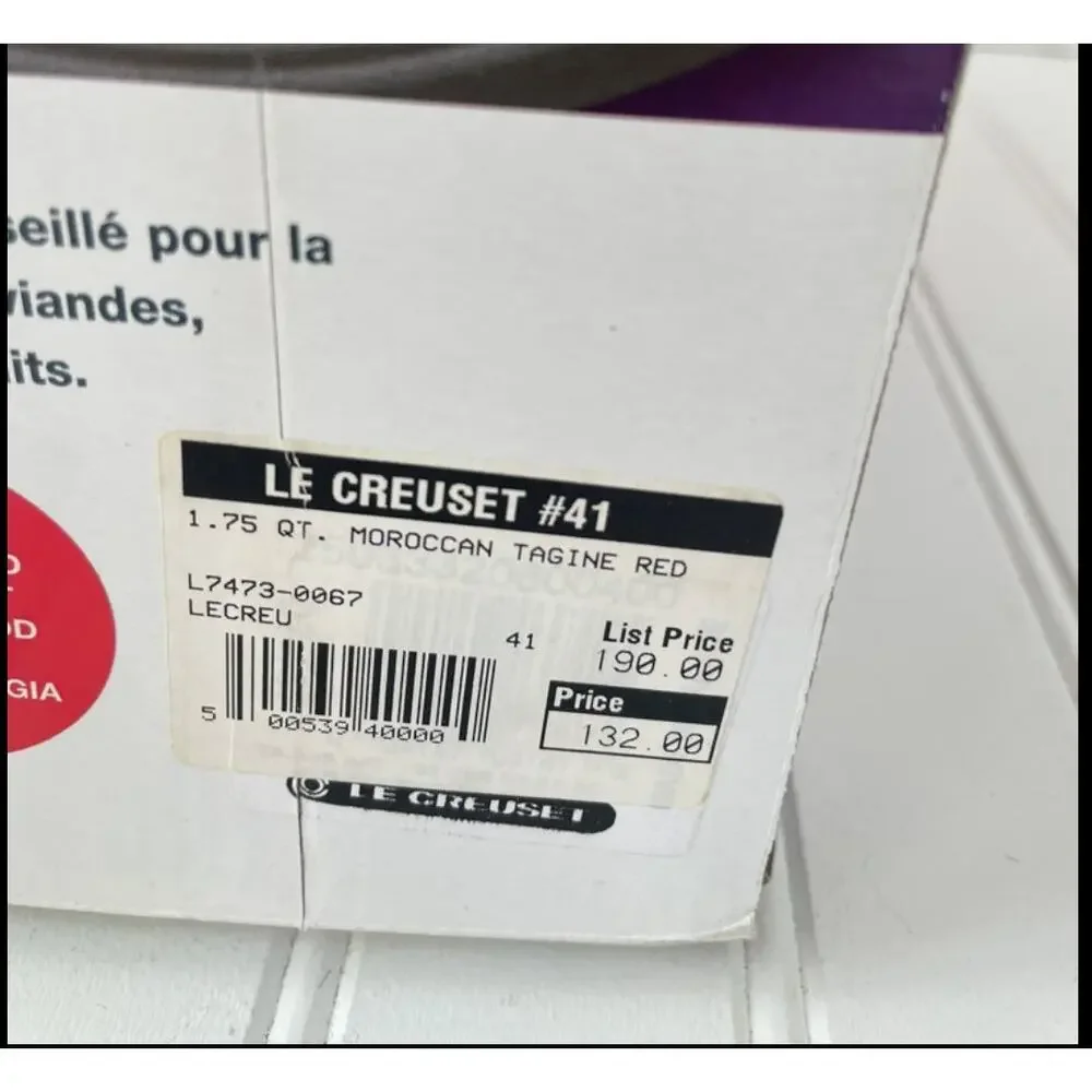 Le Creuset 4 Qt Cherry Red Enameled Cast Iron Tagine Model 441
